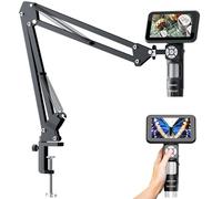 LINKMICRO LM115A Digital Microscope Handheld with Flex Arm Stand, 5 inch Soldering Microscope Camera for Adults, Portable Coin Magnifier Full View Coins with 8 LED, PC View, 1080P Video