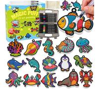 Linkmonde 3D Art Craft Aqua Puffs Paint Kit - Magic Foam Texture Painting Kit ，Mess-Free Paint by Number Craft Gift Ideas for Kids