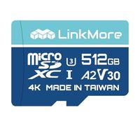LinkMore 512GB Micro SDXC Card, A2, UHS-I, U3, V30, Class 10 Compatible, Read Speed Up to 160 MB/s,Write Speed Up to 120 MB/s, SD Adapter Included