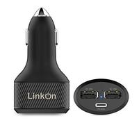 LinkOn 84W USB-C Car Charger with 60W PD3.0 PPS and 18W QC3.0 ports Compatible with MacBook Dell HP Lenovo Samsung Huawei iPhone iPad FCP SCP Apple