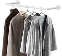 LINKPIPES Industrial Pipe Clothing Rack Wall Mounted Clothes Rack Heavy Duty Space-Saving Garment Bar Rack Detachable Multi-Purpose Hanging Rod,36 inch(White)