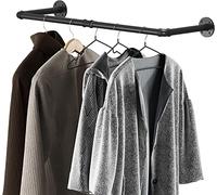 LINKPIPES Industrial Pipe Clothing Rack Wall Mounted Clothes Rack Heavy Duty Space-Saving Garment Bar Rack Detachable Multi-Purpose Hanging Rod,36 inch(Black)