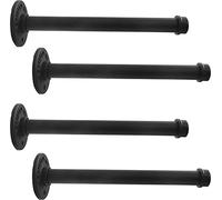 LINKPIPES Shelf Bracket, 4 Pack Floating Shelf Bracket Rustic Wall Mounted, Industrial Pipe Shelving Heavy Duty Support Hardware for Wood (10",Black)