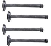 LINKPIPES Shelf Bracket, 4 Pack Floating Shelf Bracket Rustic Wall Mounted, Industrial Pipe Shelving Heavy Duty Support Hardware for Wood (10",Black Gray)