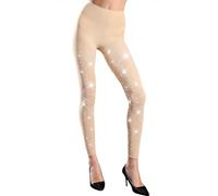 LinkSphere Sparkle Footless Tights for Women, Opaque Microfiber Pantyhose for Halloween, Nude, S-M