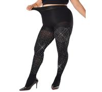 LinkSphere Women's 80D Sparkly Rhinestone Tights, Soft Footed Tights Opaque Solid Color Pantyhose Glitter Party Stockings, Black, L-XL