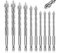 Linkstyle 10PCS 6 8 10 12mm Masonry Drill Bits, Concrete Drill Bits, 1/4“ Hex Shank Tungsten Carbide Tip for Tile Brick Plastic Cement Wood Glass