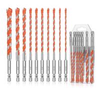 Linkstyle 10PCS Masonry Drill Bits 1/4in Hex Shank, 4mm-12mm Carbide Concrete Drill Bit Set for Wood Tile Brick Ceramic Glass