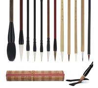 Linkstyle 12PCS Chinese Calligraphy Brush Set, Mixed Size Japanese Kanji Sumi Brush Painting Ink Brushes for Beginners