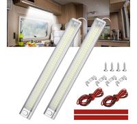 Linkstyle 12V LED Interior Light Bar, 120 LED Strip Light with ON/Off Switch, 6W 6000K White Lamp for Van Car Auto Camper Bus Caravan Boat, 2 Pack