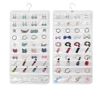 Linkstyle 160 Pocket Hanging Jewellery Organiser, Double-Sided Travel Jewelry Storage Roll, Jewelry Holder Bag with Hook, 2 PCS