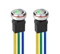 Linkstyle 16mm Rocker Switch 12V, 7A SPST 6 Pin ON/OFF Toggle Switch with Green LED for Car RV Boat DIY Panel, 2 Pack