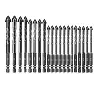 Linkstyle 20PCS Masonry Drill Bits, Four Blade Serrated Eccentric Drill Bits for Concrete Glass Brick Cement Tile Marble Wood, 3/16", 1/4", 5/16", 3/8", 1/2"