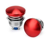 Linkstyle 22mm Momentary Push Button Switch, Red Mushroom Head Stainless Steel Waterproof Switch, 12V/24V 5A 2-Pin SPST 1NO Screw Terminal for Car DIY