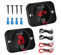Linkstyle 2PCS 12V/24V Battery Voltage Gauge, Waterproof Digital Car Voltmeter with Battery Monitor, DC Volt Meter for Sedan SUV Truck Boat Motorcycle RV
