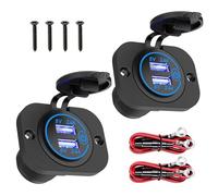 Linkstyle 2PCS 12V USB Outlet Panel, 5V 24W 4.8A Dual USB Power Outlet with Touch Switch for Car Marine Truck Motorcycle