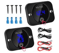 Linkstyle 2PCS DC 12V 24V Digital Voltmeter, Waterproof Battery Voltage Gauge with Reverse Polarity Protection for Car Motorcycle Boat Truck Campervan