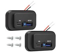 Linkstyle 2PCS RV USB Outlet, 18W QC3.0 & 30W PD3.0 Ports Charger Socket,Surface Mount Panel for 12V/24V Truck Marine Boat