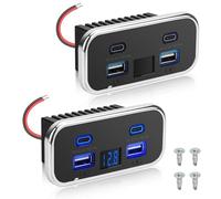 Linkstyle 2PCS RV USB Outlet, 62W Dual USB-A & Dual Type-C Ports, Power Outlet Panel with Voltmeter for 12V/24V Car Truck Marine