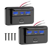 Linkstyle 2PCS RV USB Outlet, Dual 18W QC3.0 USB A & 30W PD3.0 Port Fast Charge with On/Off Switch for 12V/24V Car Boat Marine