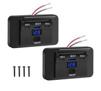 Linkstyle 2PCS RV USB Outlet, Dual 36W PD3.0 Type C & 18W QC3.0 USB A Ports Power Socket with LED Voltmeter & Switch for 12V/24V Boat Marine Truck Motrocycle