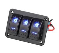 Linkstyle 3 Gang Rocker Switch Panel, 12V 5 Pin ON/OFF Toggle Switch Waterproof with Blue LED Light for Car RV Marine Boat Truck Yacht