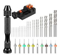 Linkstyle 37 PCS Mini Hand Drill Set, Pin Vice Drill Bench Vise, PCB Bits Twist Bits Jewelry Wood Resin Resin Carving DIY