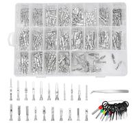 Linkstyle 420PCS Connector Pins Terminal Kit, 21 Types Automotive Car Electrical Wire Terminal 1/1.5/1.8/2.2/2.8/3.5mm Non-insulated Plug Male Female Crimp Seals Wire Connectors w/18pin Extractor Tool