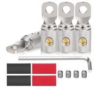 Linkstyle 4PCS 0 Gauge Wire Splice Connectors, 0 Gauge Battery Cable Coupler Audio Wire Butt Connectors, with Wrenches, Screws
