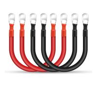 Linkstyle 4PCS 1/0 AWG 12 Inch Battery Cables, 0 Gauge 30CM Pure Copper Battery Power Inverter Wire Set, with 5/16" Tinned Copper Lugs, for Automotive Marine Solar ATV RV
