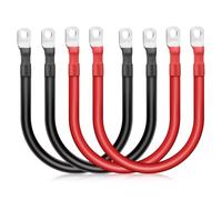 Linkstyle 4pcs 1/0 AWG Battery Cables, 30CM/12inch Copper Battery Inverter Cables Set, with 3/8" Tinned Copper Lugs, for Automotive Marine Solar ATV RV