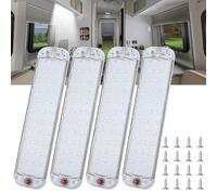 Linkstyle 4PCS 12V LED Interior Light Bar, 72 LEDs 10W 6500K Universal Strip Light with Switch for Van Car Camper Caravan RV Kitchen Cabinet