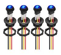Linkstyle 4Pcs 12V Rocker Switch, Waterproof 20A SPST ON/OFF Round Toggle Switch 3 Pins with Shell & Blue LED Light for Car RV Boat