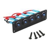 Linkstyle 5 Gang Rocker Switch Panel, 12V 20A Waterproof On-Off Toggle Switch with LED Light SPST 3 Pin Switch for Car Marine RV