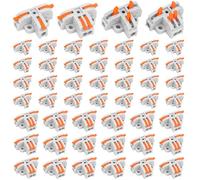 Linkstyle 50pcs Lever Wire Connectors, T-Shape Compact Wire Conductor Connector, Quick Splitter 1 in 2 and 2 in 2 Out Electrical Connectors, AWG 24-12