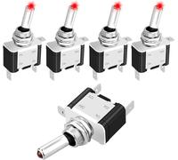 Linkstyle 5PCS 12V LED Toggle Switch, 3 Pin SPST 20A ON/Off Red Lighted Rocker Toggle Switch, for Auto Car Marine RV Vehicles Truck Boat Dash