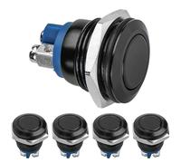 Linkstyle 5Pcs 16mm Momentary Push Button Switch, 12V Metal Screw Terminal Button Switches, Mini Round Switch with Black Shell for Car RV Truck