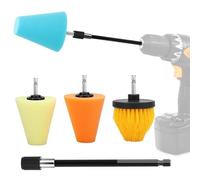 Linkstyle 5PCS Drill Bit Cone Polisher Car Wheel Hub Polishing Brush Tool Polishing Sponge Pad, with Hand-Held Extension Pole, Car Buffers and Polishers Kit for 1/4" hex Drill