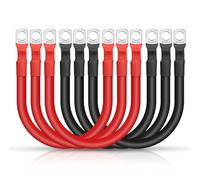 Linkstyle 6PCS 2 AWG Battery Cables, 12 Inch 30CM Pure Copper Power Inverter Wire with 5/16" Lugs Terminals, for Auto Car Solar RV Golf Cart Marine (1FT,3 Red +3 black)