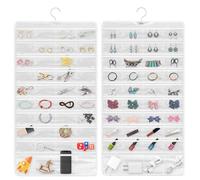 Linkstyle 80 Pocket Hanging Jewellery Organiser, Double-Sided Travel Jewelry Storage Roll, Jewelry Holder Bag with Hook, 1PCS