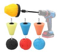 Linkstyle 8PCS Wheel Polishing Pads Kit for Drill, Foam Buffing Cone, Sponge Polishing Ball, with 1/4" Hex Extension Holder & Cleaning Brush for Car Rim, Wheel Hub, Motorcycle, Aluminum,Metal