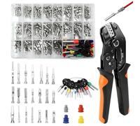 Linkstyle Automotive Electrical Connector Pins: 820PCS 21 Types Non-Insulated Male Female Wire Crimp Terminals with Crimping Tool, 1/1.5/1.8/2.2/2.8/3.5mm