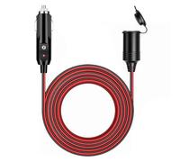 Linkstyle Car Cigarette Lighter Extension Cord, 20A Fuse, 13FT/4M 16AWG, LED Indicator & Waterproof Cover for 12V/24V RV Car Boat