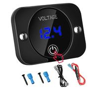 Linkstyle DC 12V 24V Battery Voltage Gauge, Waterproof Digital LED Voltmeter with Touch Switch & Reverse Polarity Protection for Car SUV Truck Motorcycle Boat RV