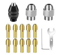 Linkstyle Drill Chuck Collet Set Compatible with Dremel, 0.8-3.2mm Shank Replacement 4486 Rotary Tool Keyless Quick Change Chuck Accessory with Replacement 4485 Brass Collet Metal Nut