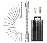 Linkstyle Mini Hand Drill Set, 20PCS HSS Twist Bits (0.3-1.6mm), Adjustable Pin Vise Hand Drill for Precision Drilling, Model Making, Electronics, Wood & DIY