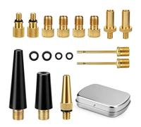 Linkstyle Presta To Schrader Valve Adapter Kit Brass Bike Pump Converter | 13PCS Universal Bike Valve Converter Set With Presta Schrader Dunlop Adapters, Extenders, Pump Needles And Storage Box