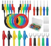 Linkstyle Updated 31PCS 4mm Test Lead Wire Cables, Test Leads Sets with Electrical Alligator Clips U-Type Test Fork Clips Complete Acupuncture Probes Stackable Banana Plug Multimeter Back Probe Pins