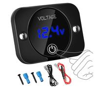 Linkstyle Upgraded 12V Voltage Gauge with Touch Switch Digital Display, DC 5-48V Car Voltmeter LED Digital Display Waterproof Voltmeter Panel for Boat Marine Vehicle Motorcycle Truck ATV UTV Car