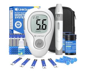 LinkSun Blood Glucose Monitor Kit with 100 Test Strips & 100 Lancets, 500 Memory, Control Solution, Lancing Device, No Coding, G-425-3 Blood Sugar Monitor, Home Use Glucose Meter with mmol/L Results
